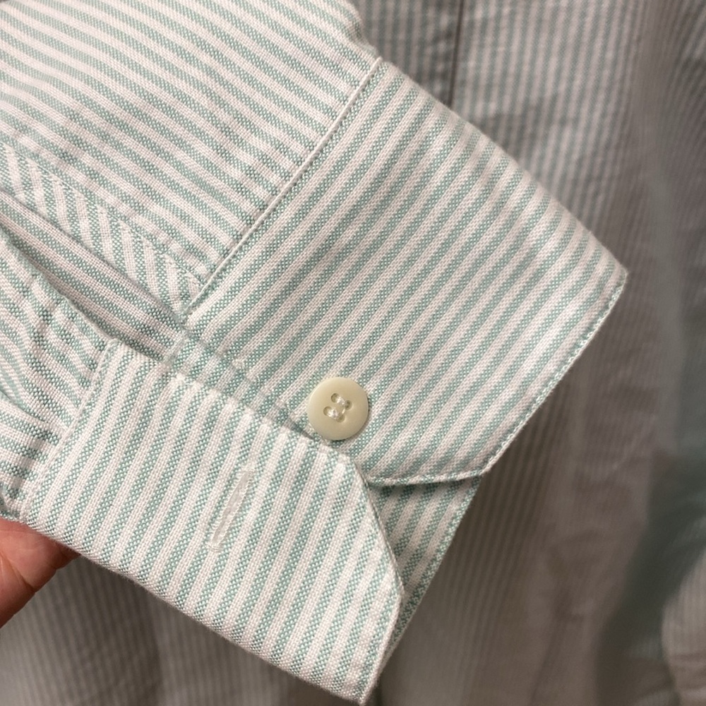 Djerf Avenue Breezy Shirt Green Stripe Button Down Size Small - Picture 10 of 14